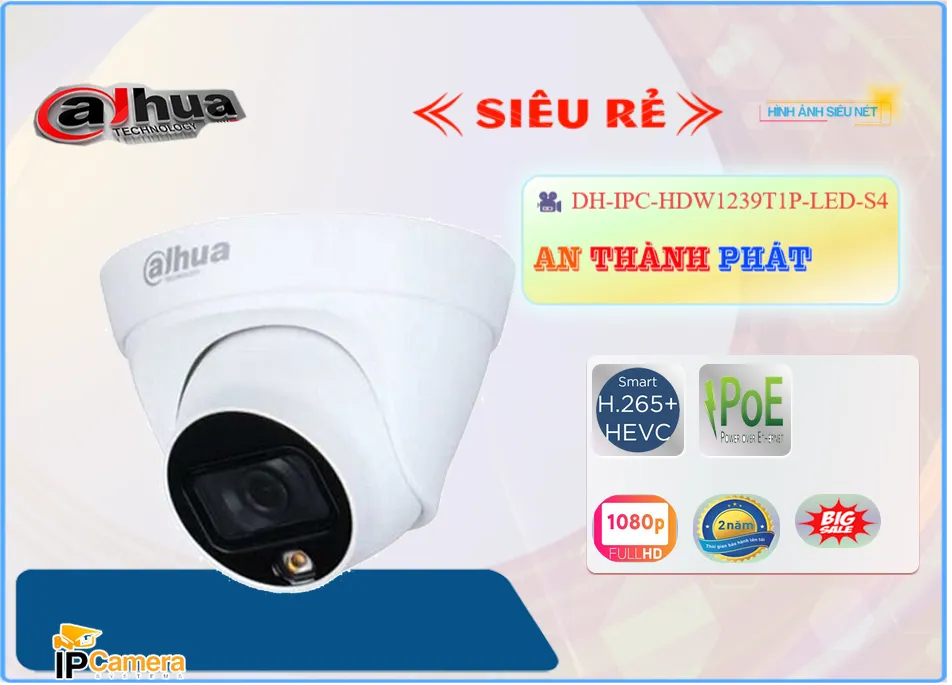 Camera Dahua DH-IPC-HDW1239T1P-LED-S4,DH-IPC-HDW1239T1P-LED-S4 Giá rẻ,DH-IPC-HDW1239T1P-LED-S4 Giá Thấp Nhất,Chất Lượng