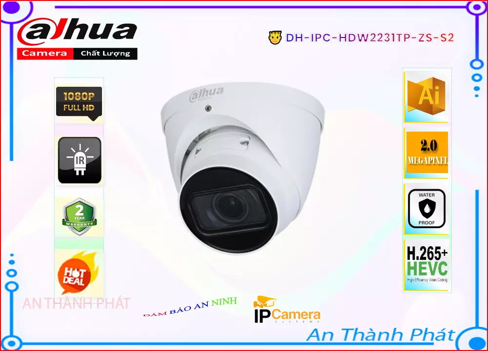 Camera IP Dahua DH-IPC-HDW2231TP-ZS-S2,Giá DH-IPC-HDW2231TP-ZS-S2,phân phối