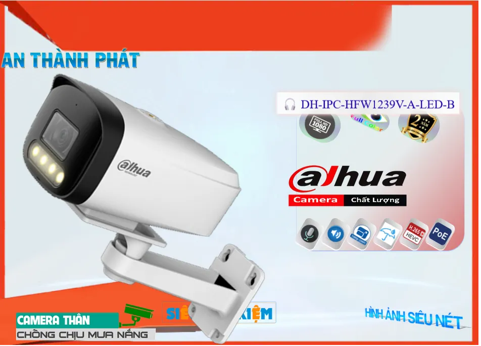 Camera Dahua DH,IPC,HFW1239V,A,LED,B,DH IPC HFW1239V A LED B,Giá Bán DH,IPC,HFW1239V,A,LED,B sắc nét Dahua