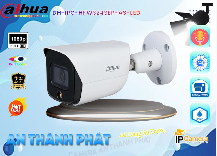 Camera IP Dahua DH,IPC,HFW3249EP,AS,LED,DH IPC HFW3249EP AS LED,Giá Bán DH,IPC,HFW3249EP,AS,LED sắc nét Dahua