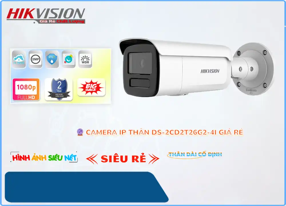 Camera An Ninh Hikvision DS-2CD2T26G2-4I Tiết Kiệm,DS-2CD2T26G2-4I Giá rẻ,DS 2CD2T26G2 4I,Chất Lượng