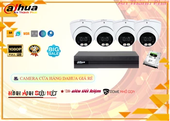 Bộ camera Dahua full color, giá rẻ, độ phân giải cao, hỗ trợ hồng ngoại, chất lượng hình ảnh tốt, tích hợp đèn LED, công nghệ Starlight.