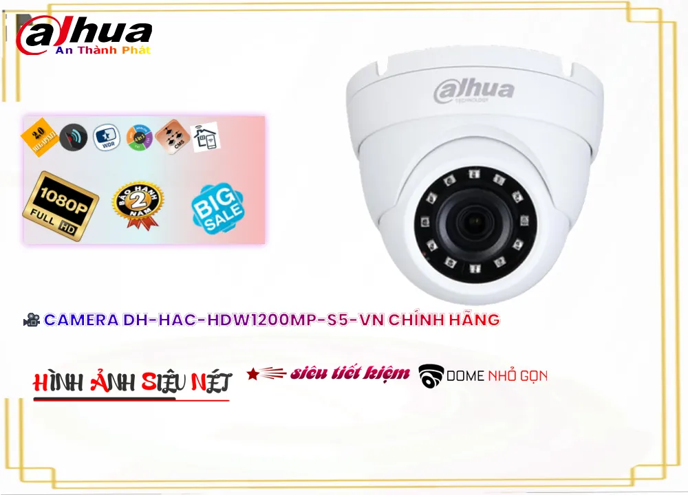 Camera Dahua DH-HAC-HDW1200MP-S5-VN, Giá DH-HAC-HDW1200MP-S5-VN, phân phối