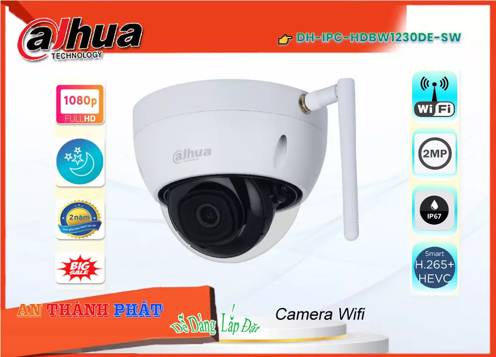 Camera IP wifi DH-IPC-HDBW1230DE-SW,Giá DH-IPC-HDBW1230DE-SW,DH-IPC-HDBW1230DE-SW Giá Khuyến Mãi,bán