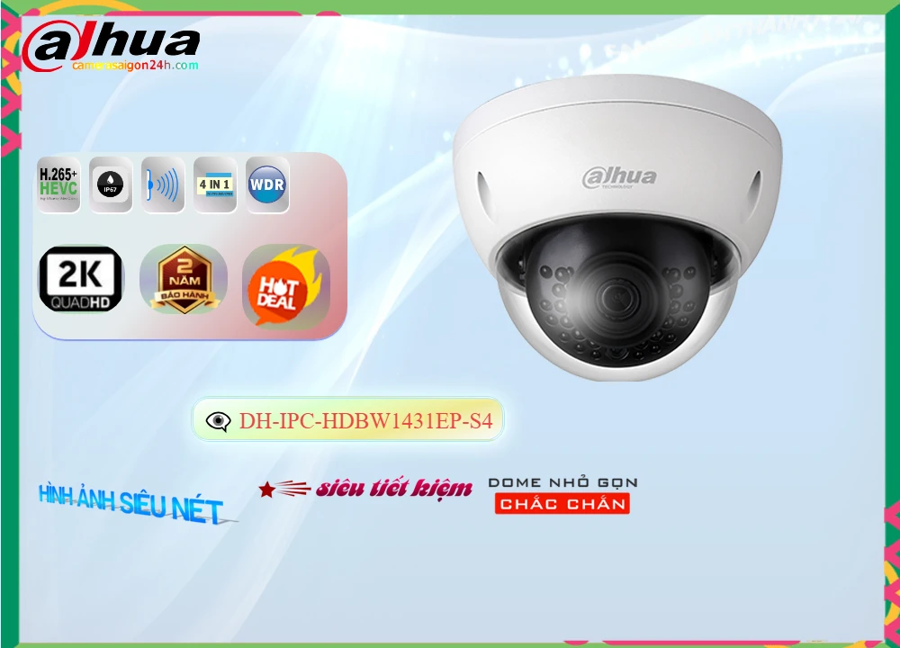 Camera Ip Dahua DH-IPC-HDBW1431EP-S4,DH-IPC-HDBW1431EP-S4 Giá rẻ,DH IPC HDBW1431EP S4,Chất Lượng