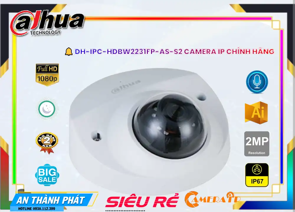 DH-IPC-HDBW2231FP-AS-S2 Camera An Ninh Thiết kế Đẹp ☑