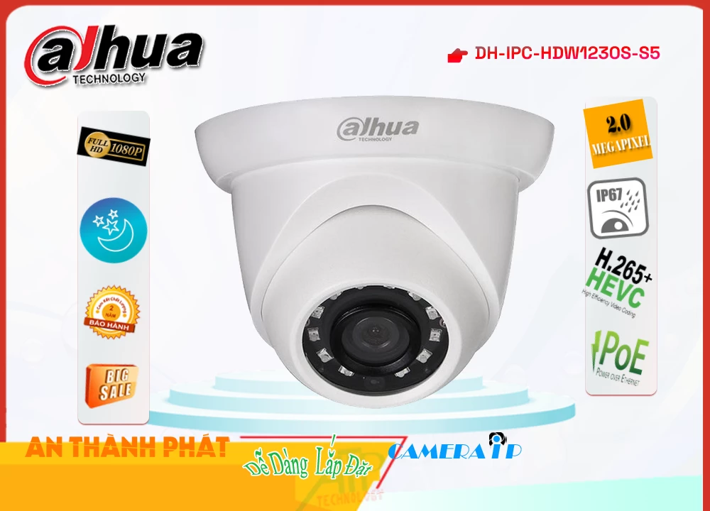 Camera Dahua DH-IPC-HDW1230S-S5,Giá DH-IPC-HDW1230S-S5,DH-IPC-HDW1230S-S5 Giá Khuyến Mãi,bán