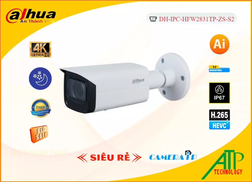 Camera dahua DH-IPC-HFW2831TP-ZS-S2,Giá DH-IPC-HFW2831TP-ZS-S2,phân phối