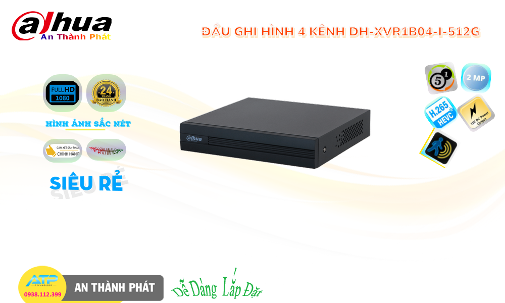 Đầu Ghi Camera DH-XVR1B04-I-512G Dahua Với giá cạnh tranh