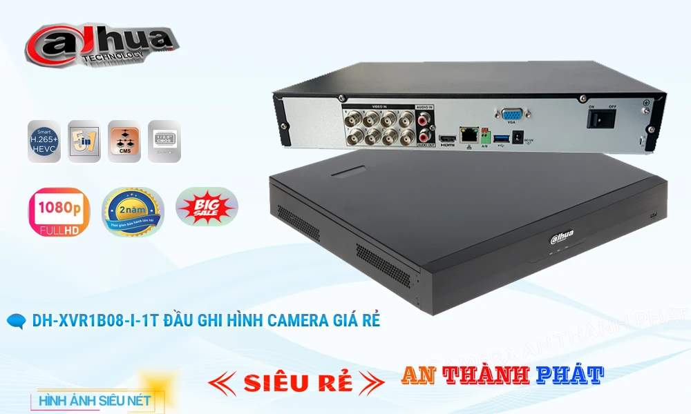 Đầu Thu DH-XVR1B08-I-1T Dahua Đầu Thu DH-XVR1B08-I-1T Dahua