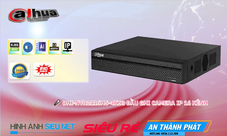 ✪  DHI-NVR2116HS-4KS3 Dahua Thiết kế Đẹp