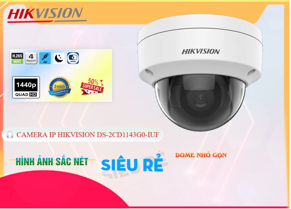 Camera Ghi Âm Hikvision DS-2CD1143G0-IUF,Giá DS-2CD1143G0-IUF,DS-2CD1143G0-IUF Giá Khuyến Mãi,bán