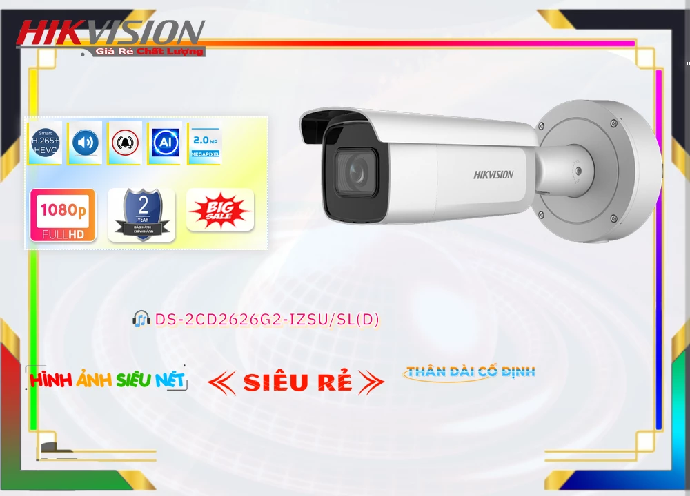 Camera Hikvision DS-2CD2626G2-IZSU/SL(D),Giá DS-2CD2626G2-IZSU/SL(D),phân phối