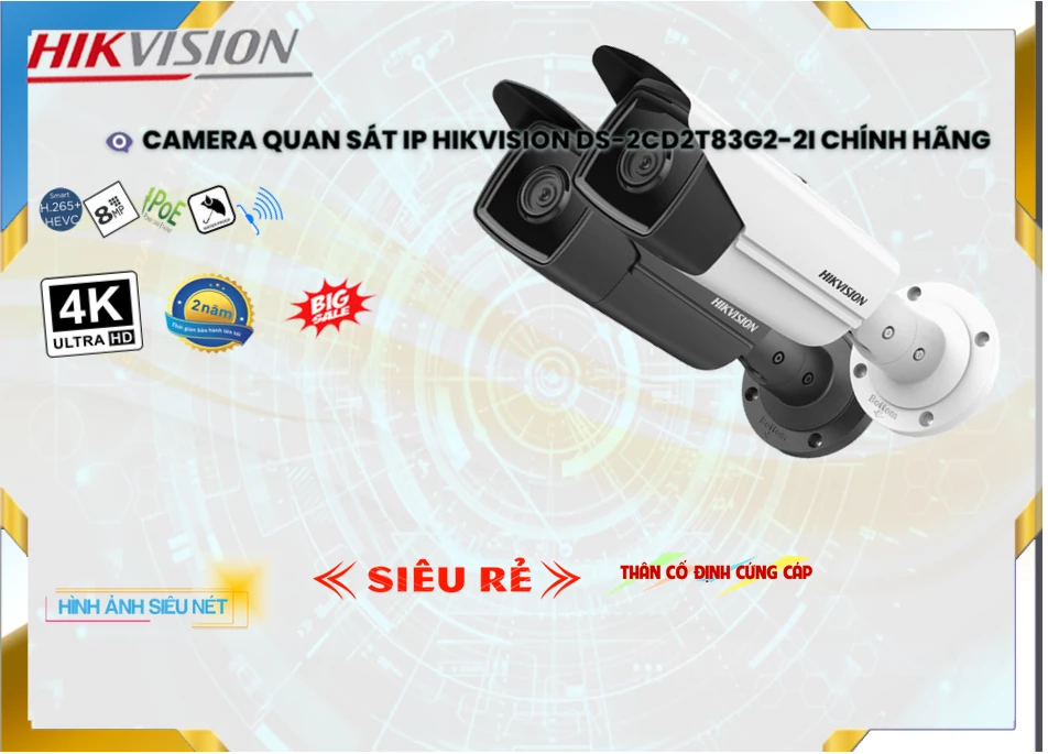 Camera IP Hikvision DS-2CD2T83G2-2I,Giá DS-2CD2T83G2-2I,phân phối DS-2CD2T83G2-2I,DS-2CD2T83G2-2IBán Giá