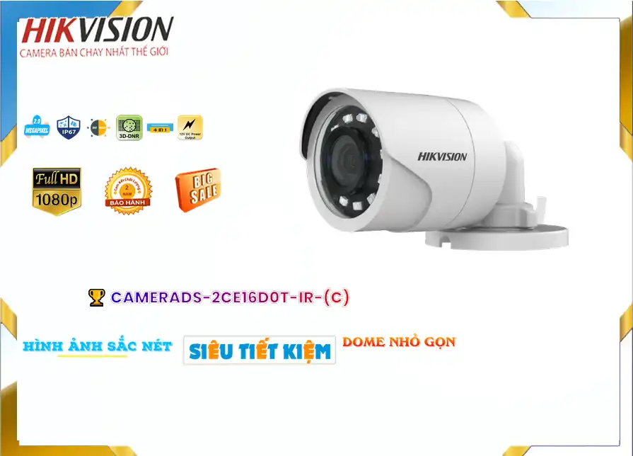 Camera Hikvision DS-2CE16D0T-IR(C),DS-2CE16D0T-IR(C) Giá Khuyến Mãi ,DS-2CE16D0T-IR(C) Giá rẻ ,DS-2CE16D0T-IR(C) Công