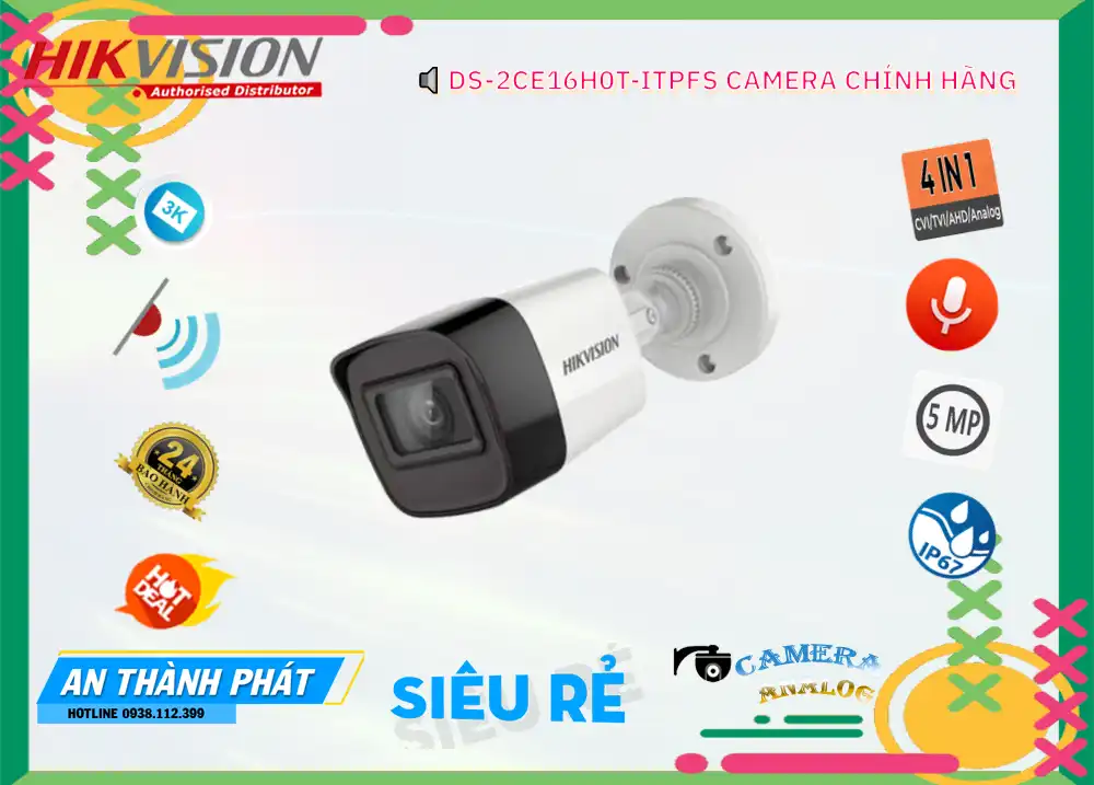 DS-2CE16H0T-ITPFS Camera Hikvision 5MP,Giá DS-2CE16H0T-ITPFS,DS-2CE16H0T-ITPFS Giá Khuyến Mãi,bán