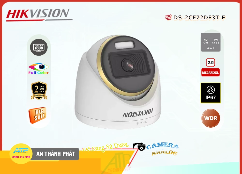 Camera Full Color Hikvision DS-2CE72DF3T-F,Giá DS-2CE72DF3T-F,DS-2CE72DF3T-F Giá Khuyến Mãi,bán
