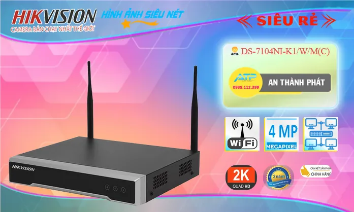DS-7104NI-K1/W/M(C) sắc nét Hikvision