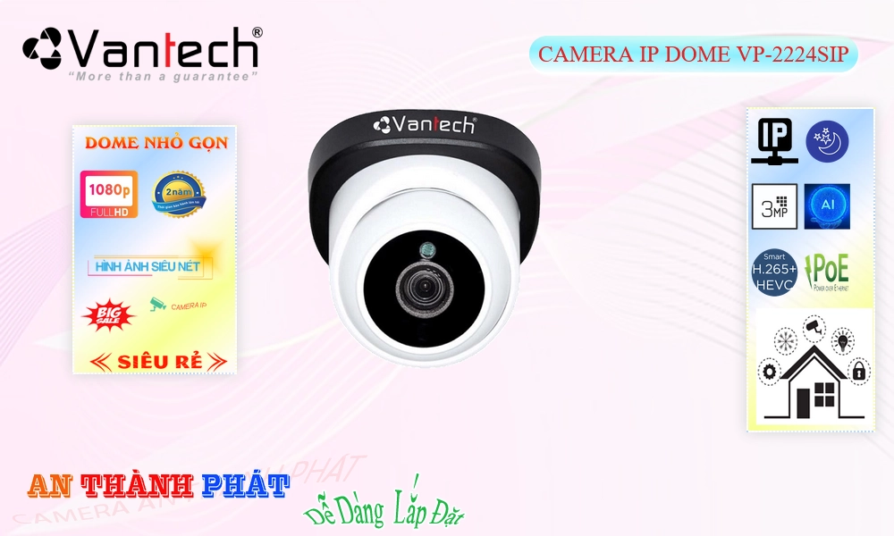 Camera IP POE VanTech VP-2224SIP Tiết Kiệm Camera IP POE VanTech VP-2224SIP Tiết Kiệm