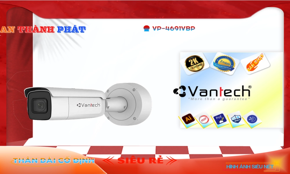 VP-4691VBP Ip POE Sắc Nét Camera Giám Sát Công Nghệ Mới