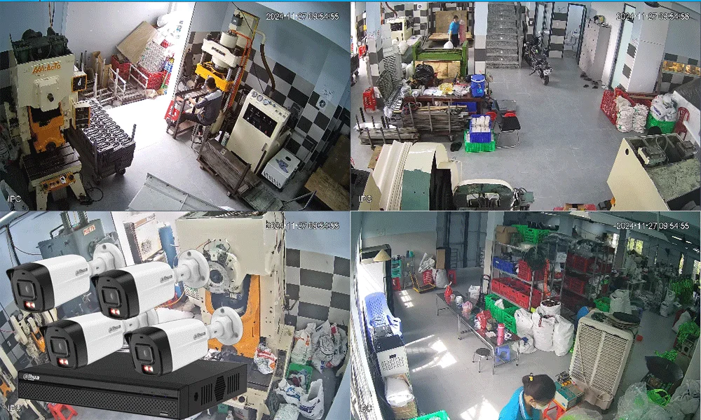 hình ảnh thực tế bộ camera nhà xưởng siêu nét giá rẻ